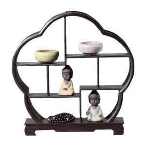 Plum Shape Classical Wooden Display Stand And Shelf For Tea Cup And Saucer