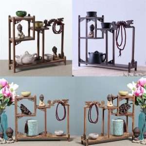 Rectangular Wooden Tea Cup And Towel Cheap Display Stand And Tea Shelf