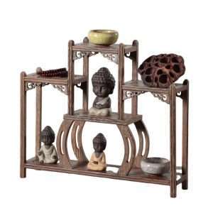 Large Antique Wooden Display Stand For Mug And Tea Cup Shelf
