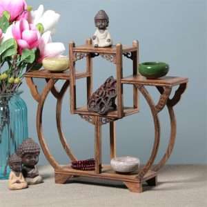 Innovative Wooden Tea Cup And Towel Display Holder Stand And Shelf For Sale