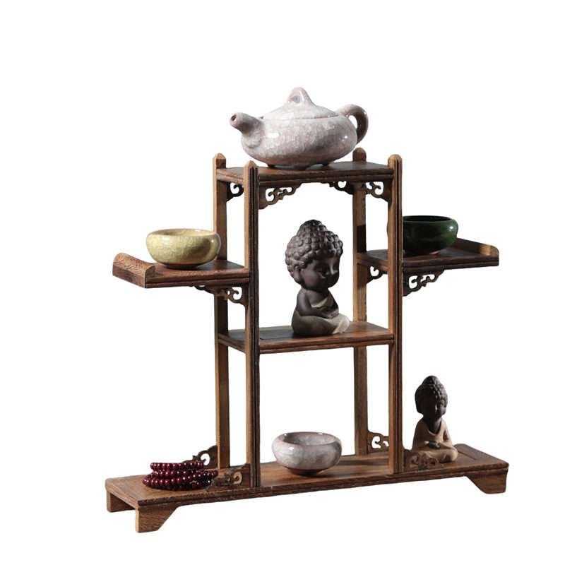 Antique Wooden Tea Cup And Towel Display Stand And Shelf Antique Wooden Tea Cup And Towel Display Stand And Shelf