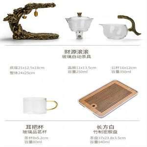 Dragon Theme Glass Semi Automatic Lazy Tea Set Symbolizing Getting Rich
