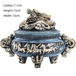 Dragon and Horse Chinese Charcoal and Powder Cone Incense Burner Holder
