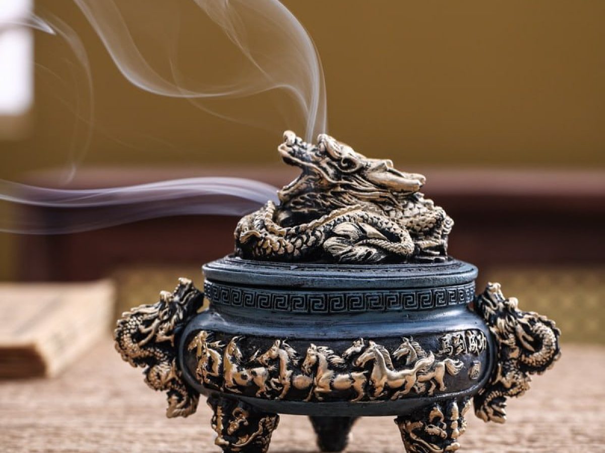 Dragon and Horse Chinese Charcoal and Powder Incense Cones Burning