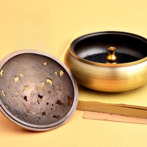 Dragon and Phoenix Theme Antique Chinese Brass Incense Burner