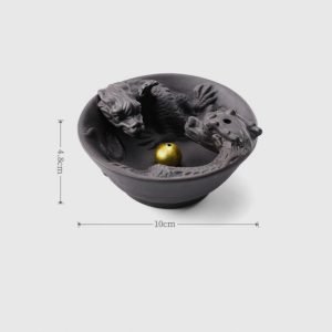 Dual Dragons Playing with Pearl Waterfall Backflow Incense Burner