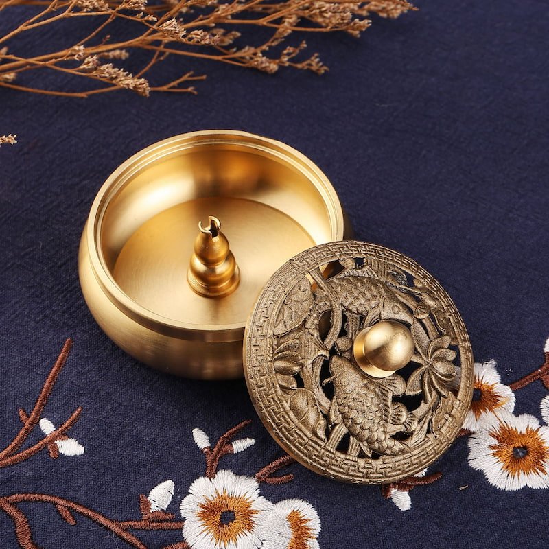 Small Dual Fish Antique Chinese Brass Incense Burner Small Dual Fish Antique Chinese Brass Incense Burner