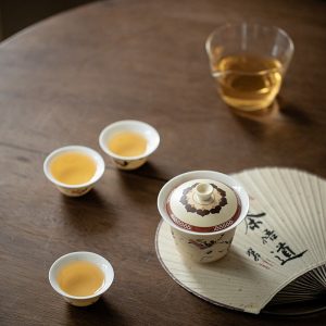 Dunhuang Antique Ceramic Travel Tea Set Case With Gaiwan