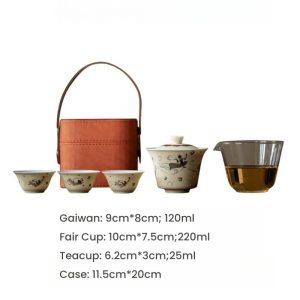 Dunhuang Antique Ceramic Travel Tea Set Case With Gaiwan