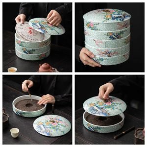 Large Antique Chinese Enamel Porcelain Loose Leaf and Tea Cake Caddy