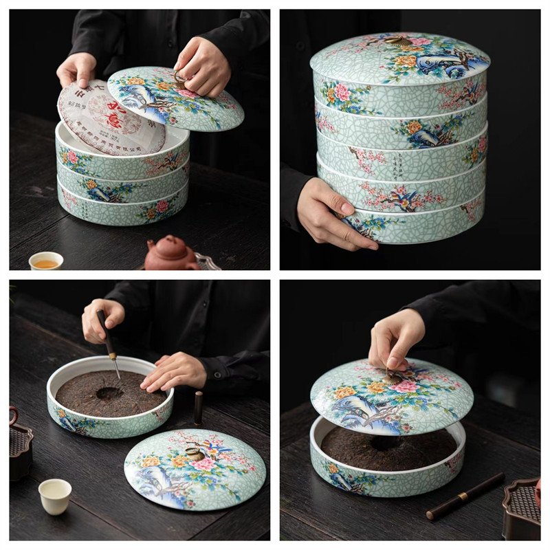 Large Antique Chinese Enamel Porcelain Loose Leaf and Tea Cake Caddy Large Antique Chinese Enamel Porcelain Loose Leaf and Tea Cake Caddy