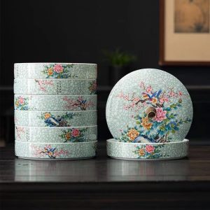 Large Antique Chinese Enamel Porcelain Loose Leaf and Tea Cake Caddy