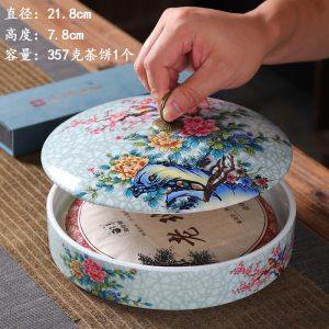 Large Antique Chinese Enamel Porcelain Loose Leaf and Tea Cake Caddy