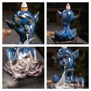 Fairy Maiden Ceramic Smoke Backflow and Waterfall Incense Burner