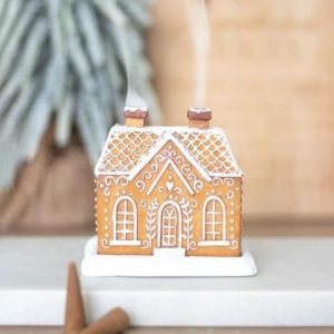 Festive Gingerbread House Log Cabin Incense Burner