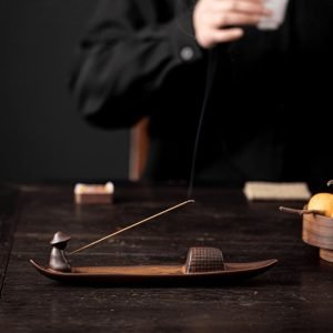 Fisherman Boat-Shaped Ceramic Vintage Stick Incense Burner Holder