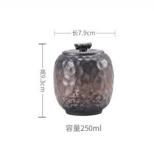 Black Vintage Japanese Gilt Iron Glaze Ceramic Loose Leaf Tea Caddy