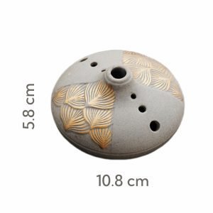 Gold Lotus Relief Ceramic Charcoal and Powder Cone Incense Burner Holder