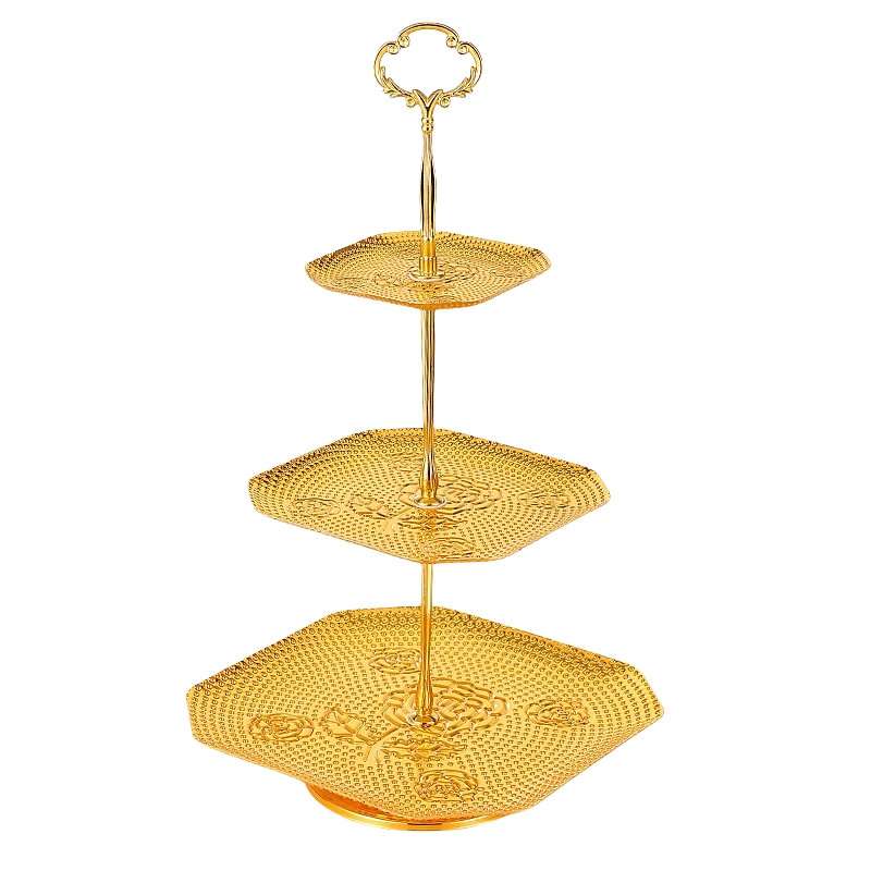 Antique Golden Metal Three Tier Afternoon High Tea Party Stand For Sandwich And Coffee Antique Golden Metal Three Tier Afternoon High Tea Party Stand For Sandwich And Coffee