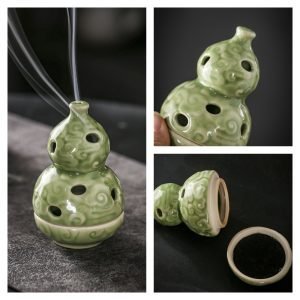 Gourd-shaped Ceramic Charcoal and Powder Cone Incense Burner Holder