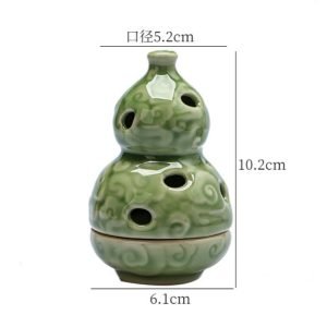 Gourd-shaped Ceramic Charcoal and Powder Cone Incense Burner Holder