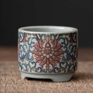 Hand-Painted Lotus Ceramic Stick Incense Burner Holder