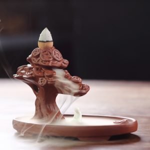 Handcrafted Money Tree Purple Clay Ceramic Backflow and Waterfall Incense Burner