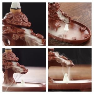 Handcrafted Money Tree Purple Clay Ceramic Backflow and Waterfall Incense Burner