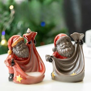 Handcrafted Red and Brown Santa Claus Incense Burner