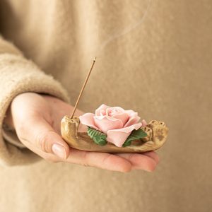 Handmade Rose Ceramic Stick Incense Burner Holder