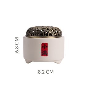 Hollowed Lid White Porcelain Charcoal and Powder Cone Incense Burner Holder