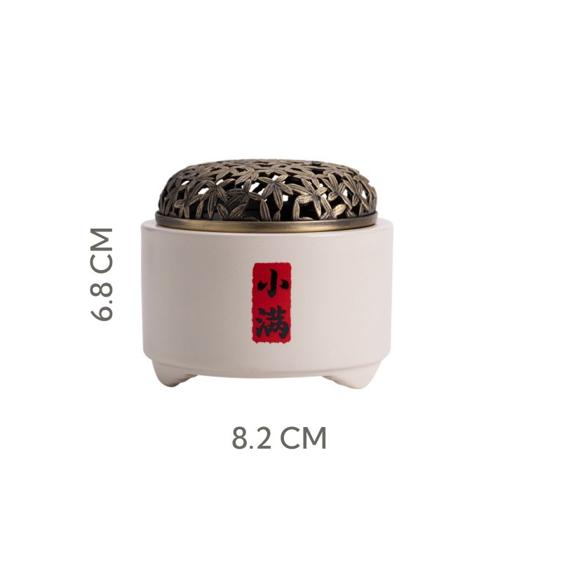 Hollowed Lid White Porcelain Charcoal and Powder Cone Incense Burner Holder Hollowed Lid White Porcelain Charcoal and Powder Cone Incense Burner Holder