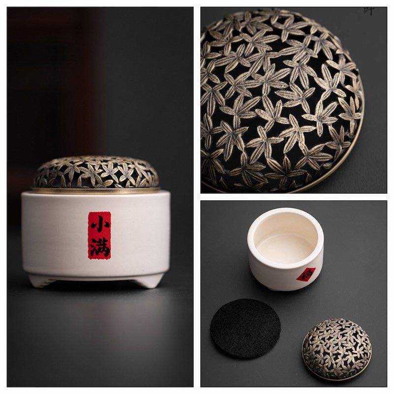 Hollowed Lid White Porcelain Charcoal and Powder Cone Incense Burner Holder Hollowed Lid White Porcelain Charcoal and Powder Cone Incense Burner Holder