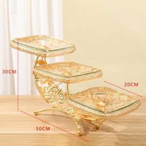 Ideas Vintage 3 Tier High Glass and Metal Afternoon Tea Cake Party Fruit Holder Plate Stand