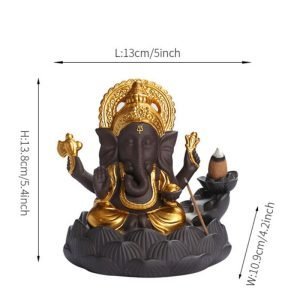 Indian Elephant Buddha Purple Clay Ceramic Backflow and Waterfall Incense Burner