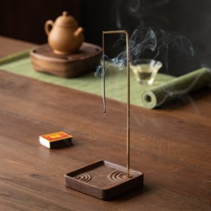 Inverted Black Walnut Wooden Stick Incense Burner Holder