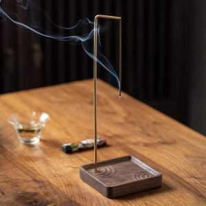 Inverted Black Walnut Wooden Stick Incense Burner Holder