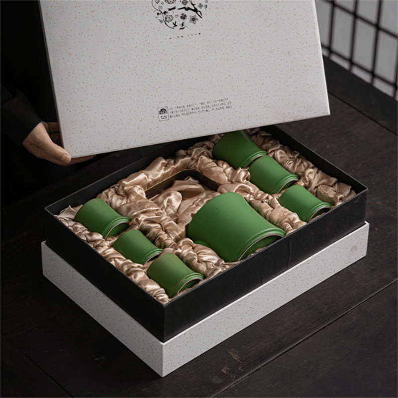 Green Bamboo Vintage Porcelain Japanese Teapot And Six Cup Set With Inner Infuser Green Bamboo Vintage Porcelain Japanese Teapot And Six Cup Set With Inner Infuser