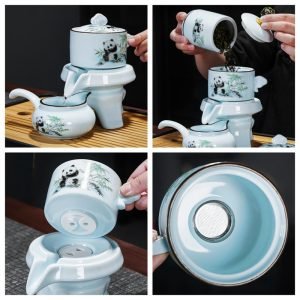 Panda Pattern Celadon Automatic Lazy Teapot And Cup Set