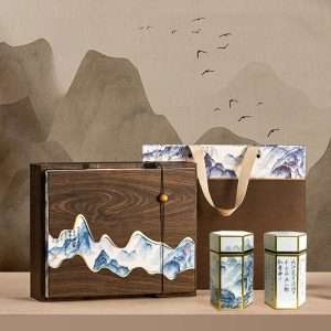 Chinese Landscape Painting Tin Plate Tea Caddy for Tea Bag and Loose Leaf