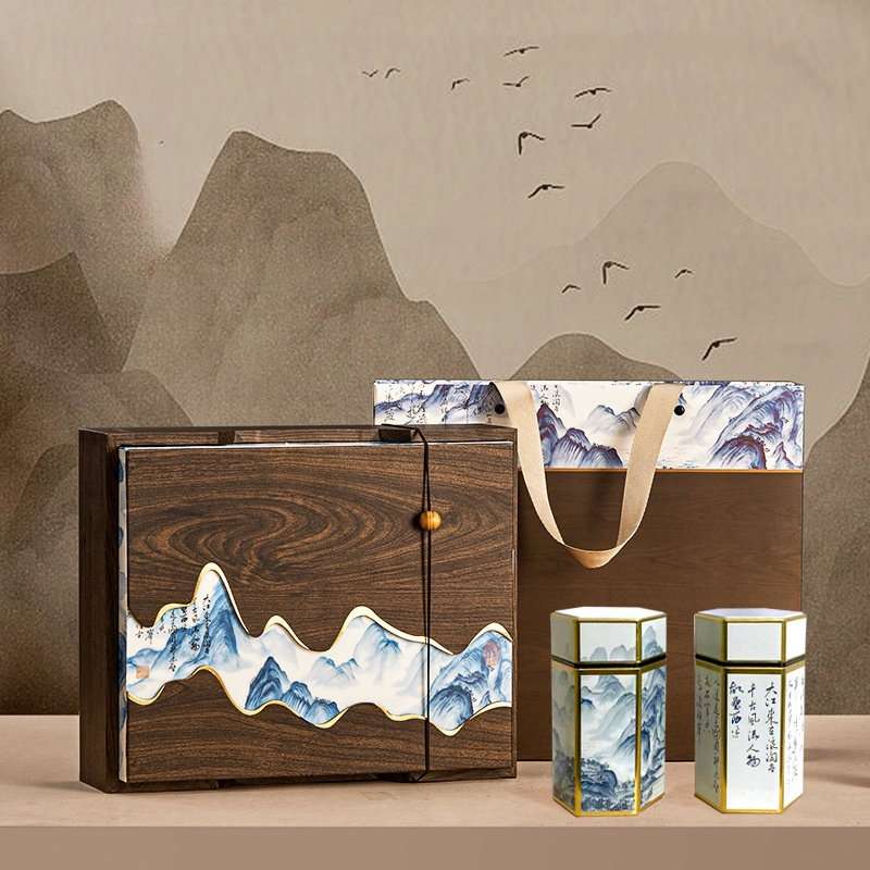 Chinese Landscape Painting Tin Plate Tea Caddy for Tea Bag and Loose Leaf Chinese Landscape Painting Tin Plate Tea Caddy for Tea Bag and Loose Leaf