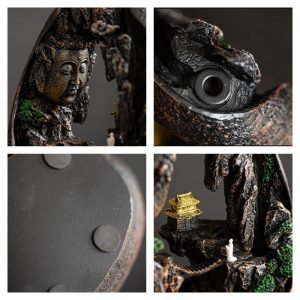 Large Buddha Integrated Chinese Backflow and Waterfall Incense Burner