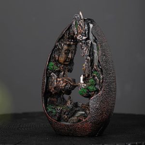 Large Buddha Integrated Chinese Backflow and Waterfall Incense Burner