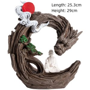 Large Buddha and Dragon Smoke Backflow and Waterfall Incense Burner