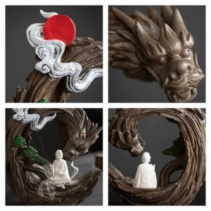Large Buddha and Dragon Smoke Backflow and Waterfall Incense Burner