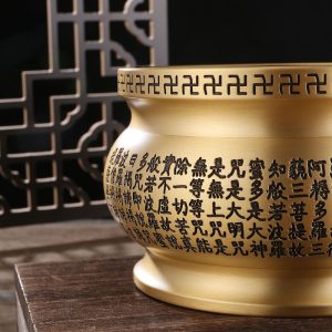 Large Buddhist Scriptures Antique Brass Incense Burner