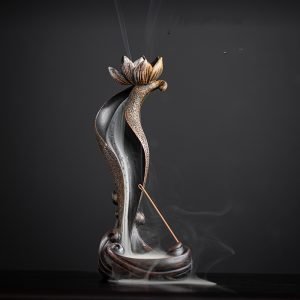 Large Vintage Lotus Smoke Backflow and Waterfall Incense Burner