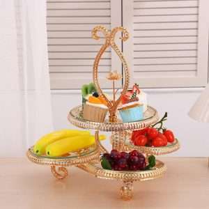 Large Vintage Glass and Metal High Tier Afternoon Tea Party Fruit and Cake Holder Stand