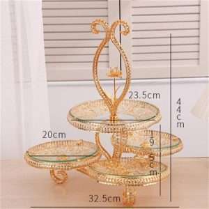 Large Vintage Glass and Metal High Tier Afternoon Tea Party Fruit and Cake Holder Stand