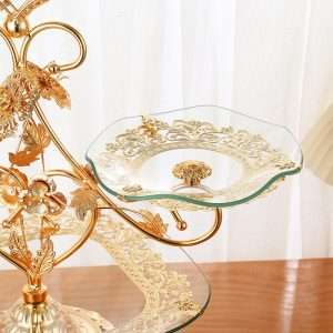 Antique Metal Large Afternoon Tea and Coffee Party Cake Holder Glass Plate High Tier Stand
